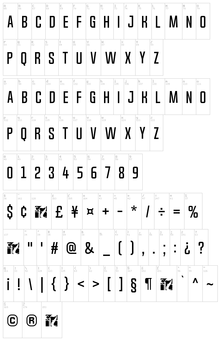 Chosence font map
